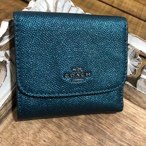 ⚡️Flash Sale⚡️Coach dark teal leather small wallet